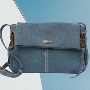 Aimee Katzenberg Denim Bali Crossbody Bag.